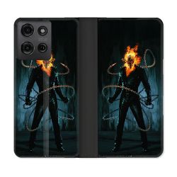 Housse cuir portefeuille Pour Motorola G75 5G Ghost Rider