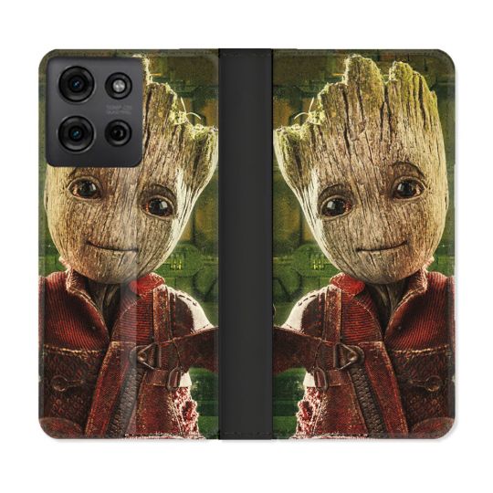 Housse cuir portefeuille Pour Motorola G75 5G Groot Vert