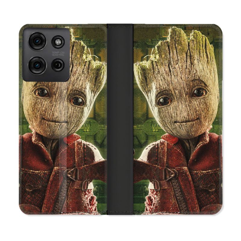Housse cuir portefeuille Pour Motorola G75 5G Groot Vert