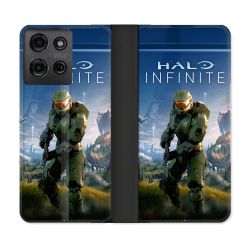 Housse cuir portefeuille Pour Motorola G75 5G Halo