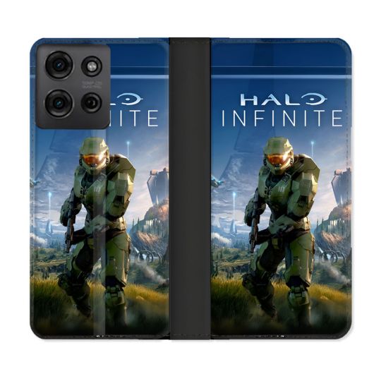 Housse cuir portefeuille Pour Motorola G75 5G Halo