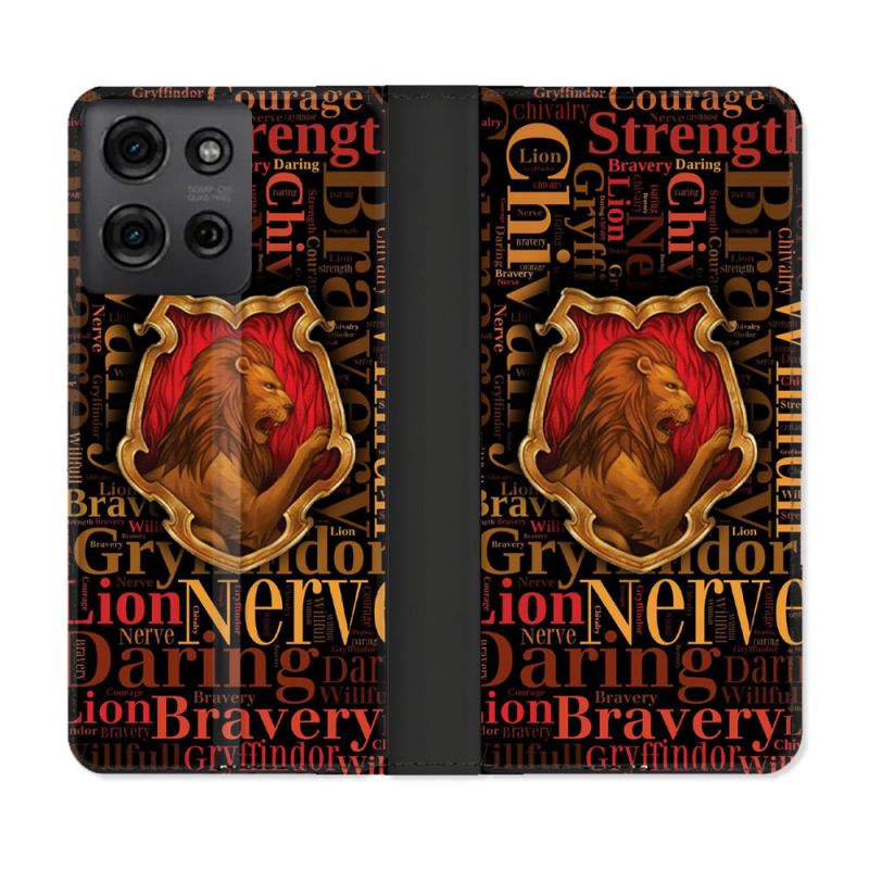 Housse cuir portefeuille Pour Motorola G75 5G Harry Potter Griffondor
