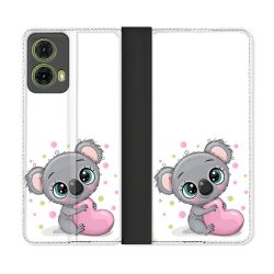 Housse cuir portefeuille Pour Motorola G85 5G Animal Koala Cœur
