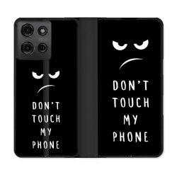 Housse cuir portefeuille Pour Motorola G75 5G Humour Don't Touch