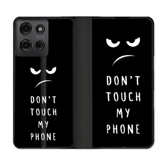 Housse cuir portefeuille Pour Motorola G75 5G Humour Don't Touch