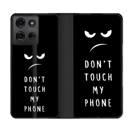 Housse cuir portefeuille Pour Motorola G75 5G Humour Don't Touch