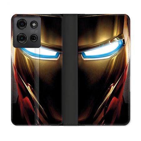 Housse cuir portefeuille Pour Motorola G75 5G Iron Man Casque