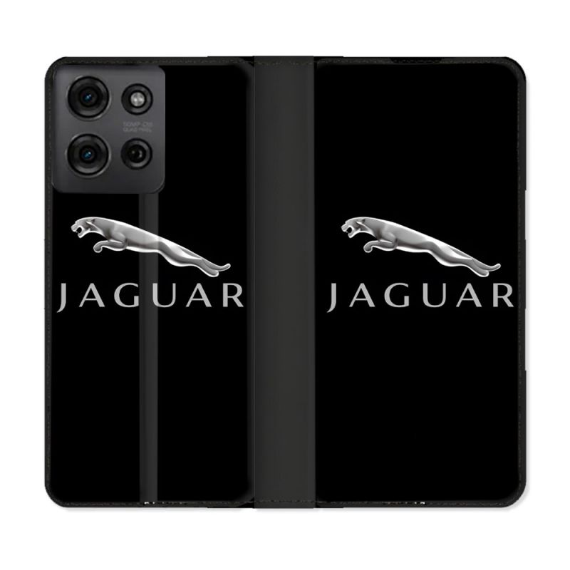 Housse cuir portefeuille Pour Motorola G75 5G Jaguar