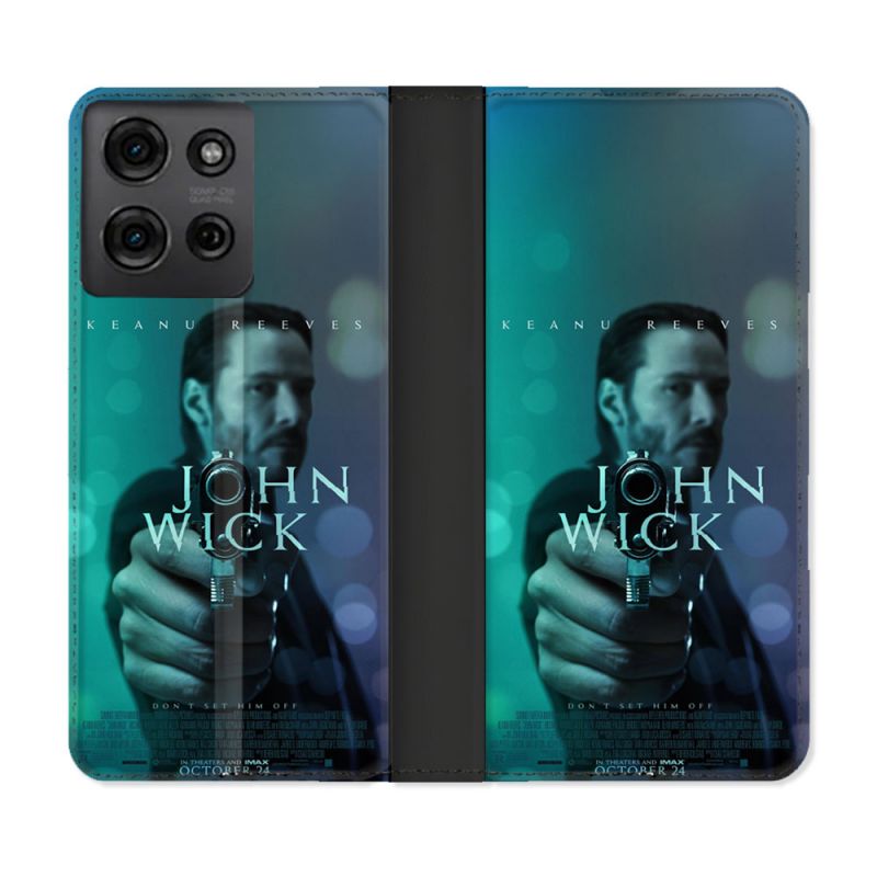 Housse cuir portefeuille Pour Motorola G75 5G John Wick