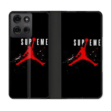 Housse cuir portefeuille Pour Motorola G75 5G Jordan Supreme Noir