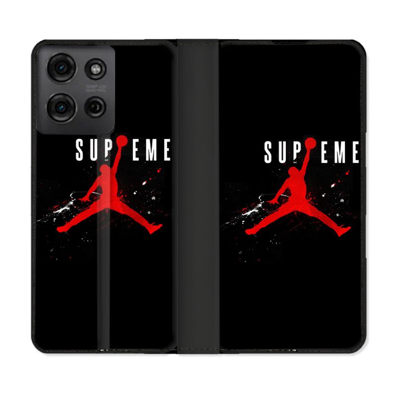 Housse cuir portefeuille Pour Motorola G75 5G Jordan Supreme Noir
