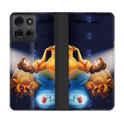 Housse cuir portefeuille Pour Motorola G75 5G La Belle et La Bête