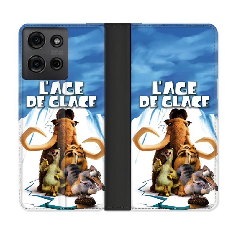 Housse cuir portefeuille Pour Motorola G75 5G L'âge de Glace Affiche