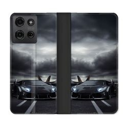 Housse cuir portefeuille Pour Motorola G75 5G Lamborghini Avion