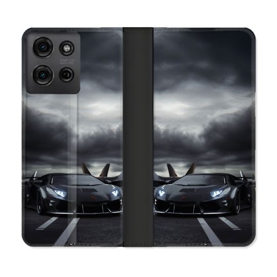 Housse cuir portefeuille Pour Motorola G75 5G Lamborghini Avion