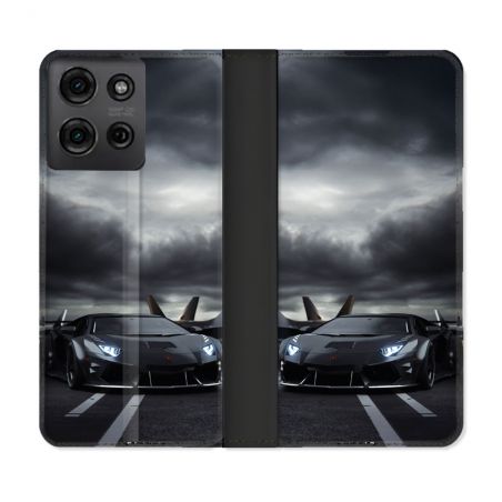 Housse cuir portefeuille Pour Motorola G75 5G Lamborghini Avion