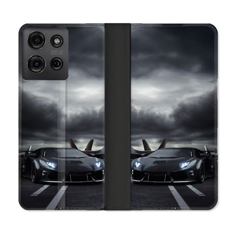 Housse cuir portefeuille Pour Motorola G75 5G Lamborghini Avion
