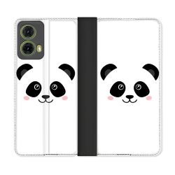Housse cuir portefeuille Pour Motorola G85 5G Animal Panda Blanc
