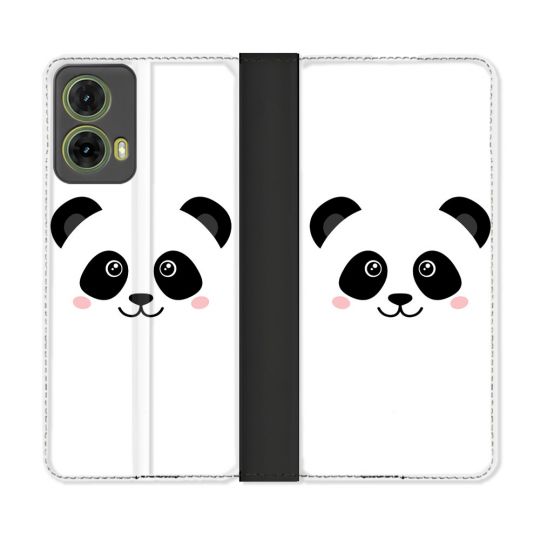 Housse cuir portefeuille Pour Motorola G85 5G Animal Panda Blanc