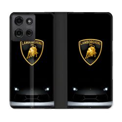 Housse cuir portefeuille Pour Motorola G75 5G Lamborghini Noir
