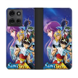 Housse cuir portefeuille Pour Motorola G75 5G Les Chevaliers Du Zodiaque