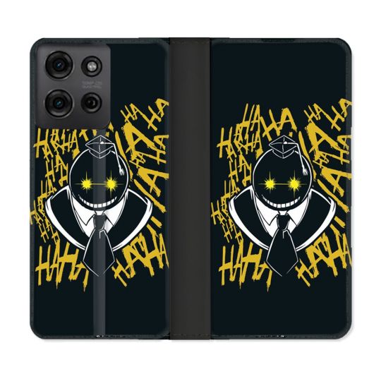Housse cuir portefeuille Pour Motorola G75 5G Manga Assassination Classroom Kuro Noir