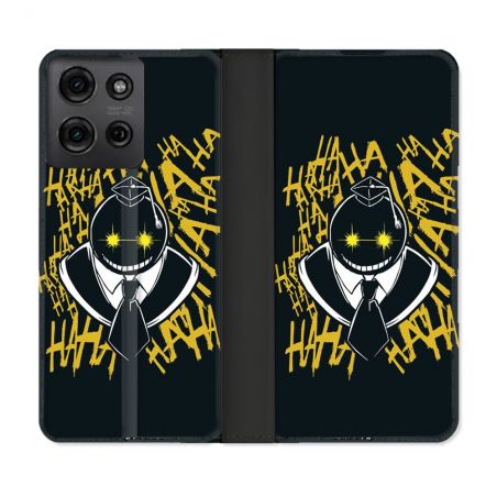 Housse cuir portefeuille Pour Motorola G75 5G Manga Assassination Classroom Kuro Noir