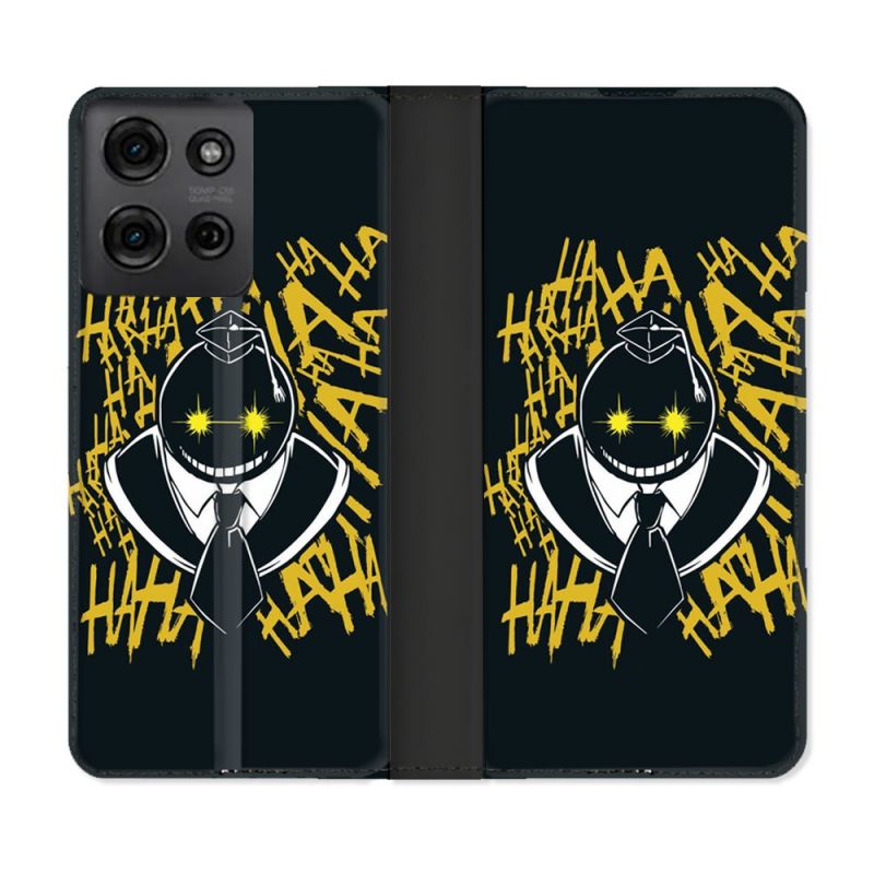 Housse cuir portefeuille Pour Motorola G75 5G Manga Assassination Classroom Kuro Noir