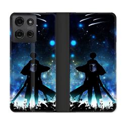 Housse cuir portefeuille Pour Motorola G75 5G Manga Attaque Titans Levi