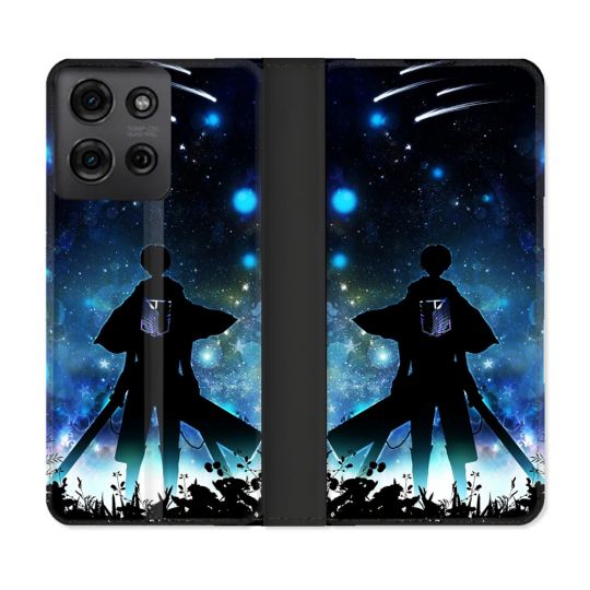 Housse cuir portefeuille Pour Motorola G75 5G Manga Attaque Titans Levi
