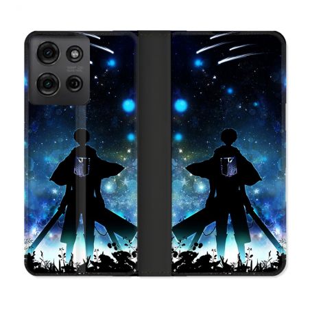 Housse cuir portefeuille Pour Motorola G75 5G Manga Attaque Titans Levi