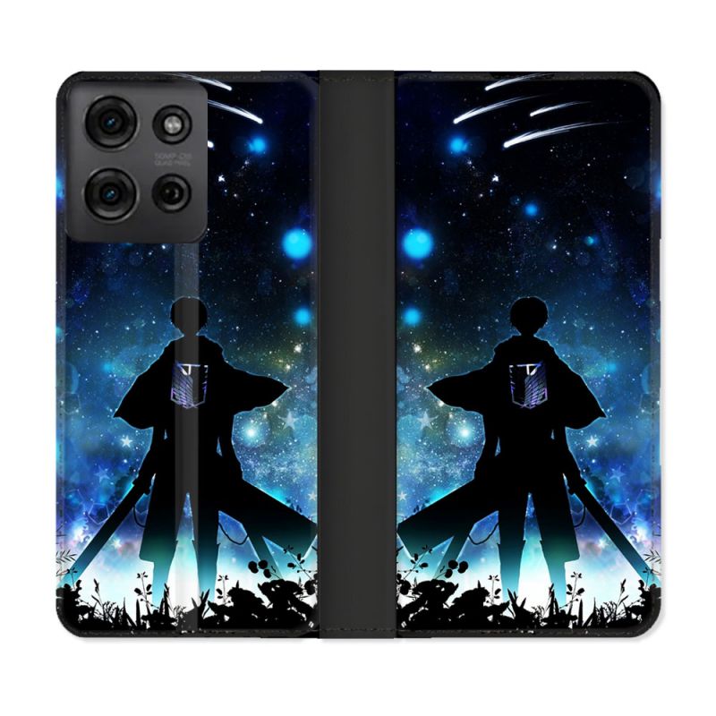 Housse cuir portefeuille Pour Motorola G75 5G Manga Attaque Titans Levi