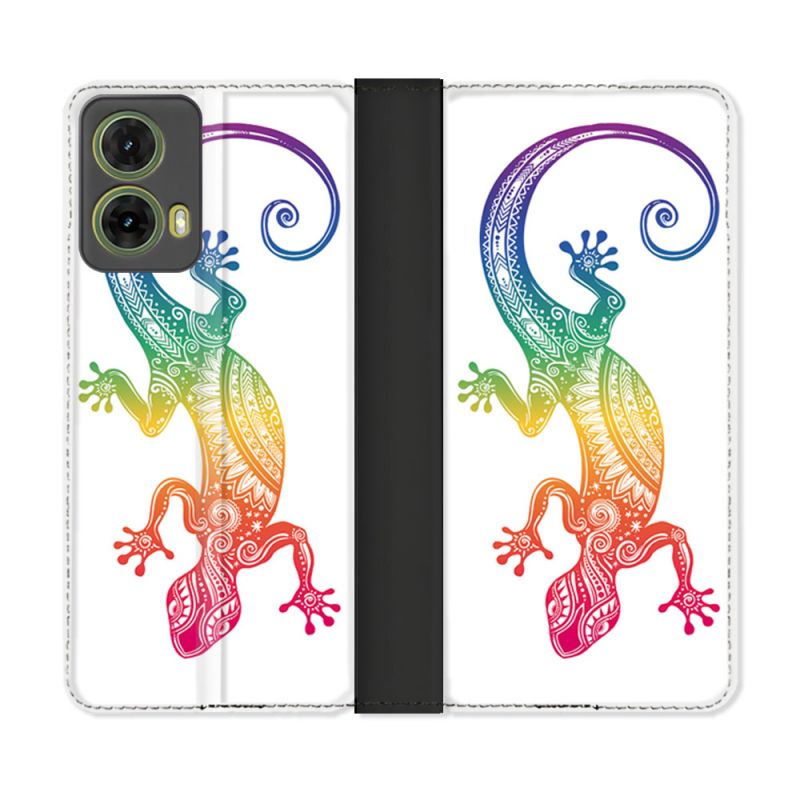 Housse cuir portefeuille Pour Motorola G85 5G Animal Salamandre Color