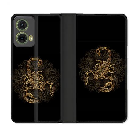 Housse cuir portefeuille Pour Motorola G85 5G Animal Scorpion Fresque