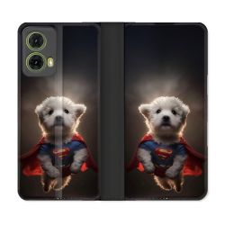 Housse cuir portefeuille Pour Motorola G85 5G Animal Super Chien