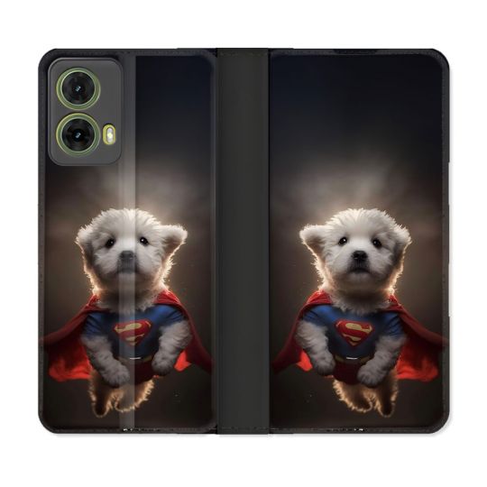 Housse cuir portefeuille Pour Motorola G85 5G Animal Super Chien