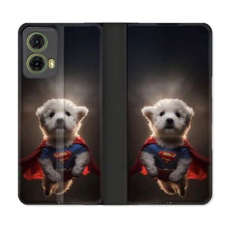 Housse cuir portefeuille Pour Motorola G85 5G Animal Super Chien
