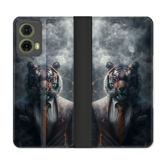 Housse cuir portefeuille Pour Motorola G85 5G Animal Tigre Business