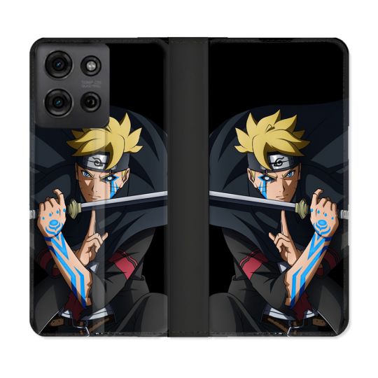 Housse cuir portefeuille Pour Motorola G75 5G Manga Boruto Tatouage