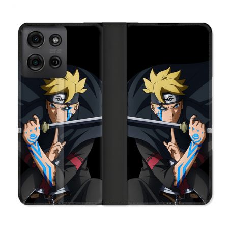 Housse cuir portefeuille Pour Motorola G75 5G Manga Boruto Tatouage