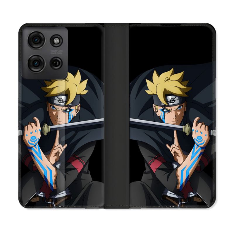 Housse cuir portefeuille Pour Motorola G75 5G Manga Boruto Tatouage