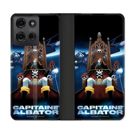 Housse cuir portefeuille Pour Motorola G75 5G Manga Capitaine Albator