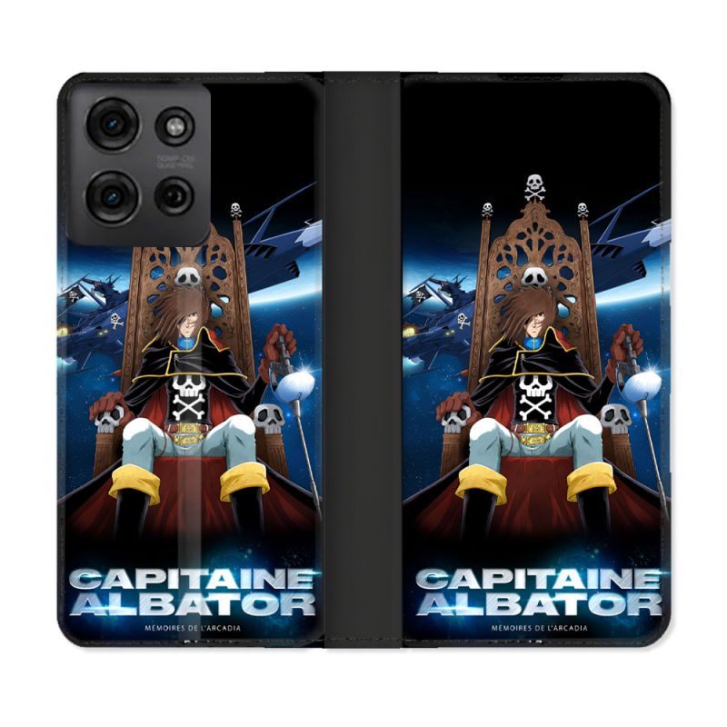 Housse cuir portefeuille Pour Motorola G75 5G Manga Capitaine Albator