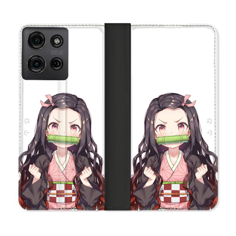 Housse cuir portefeuille Pour Motorola G75 5G Manga Demon Slayer Nezuko