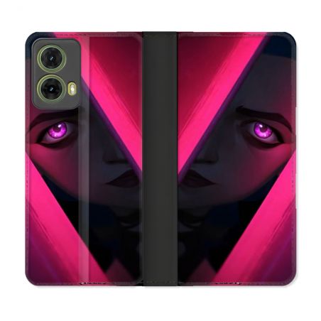 Housse cuir portefeuille Pour Motorola G85 5G Arcane Jinx Rose
