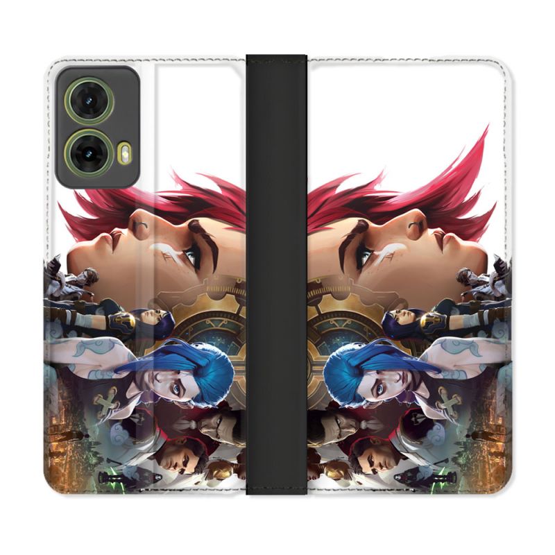 Housse cuir portefeuille Pour Motorola G85 5G Arcane Jinx Sœur