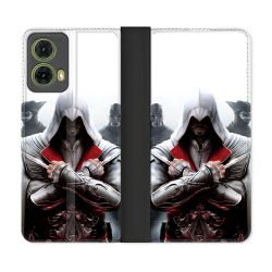 Housse cuir portefeuille Pour Motorola G85 5G Assassin Creed Mask