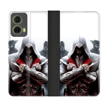 Housse cuir portefeuille Pour Motorola G85 5G Assassin Creed Mask