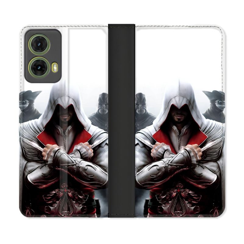 Housse cuir portefeuille Pour Motorola G85 5G Assassin Creed Mask