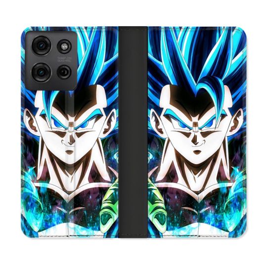 Housse cuir portefeuille Pour Motorola G75 5G Manga Dragon Ball Gogeta Visage